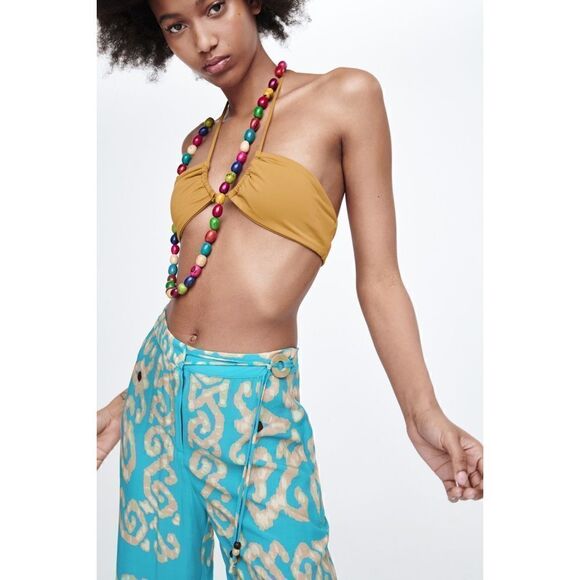 NWT Zara High Waisted Straight Leg Flexible Full Length Printed Trousers, XS - Picture 4 of 15